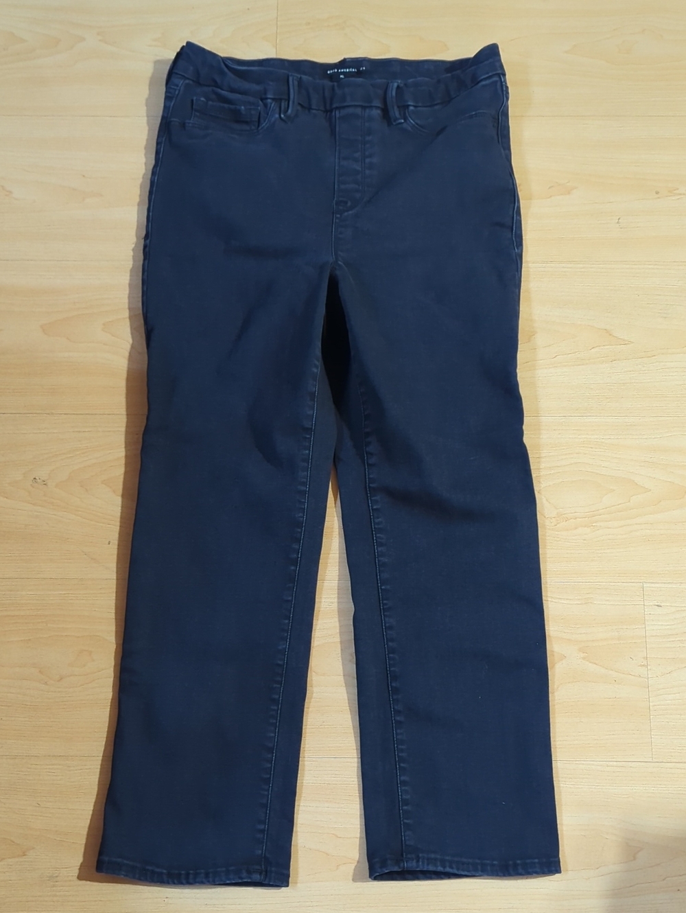 Good American GOOD LEGS Straight PULL ON JEANS Washed Black XL